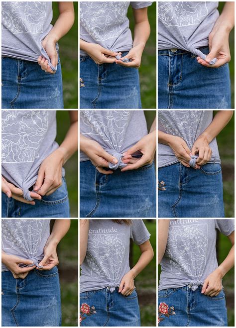 how to tie shirt front.